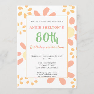 80th Birthday Party Floral Motivational Funny Invitation