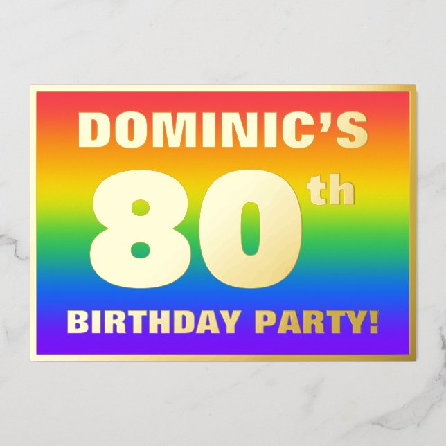 80th Birthday Party: Fun, Colourful Rainbow Patter (Front)