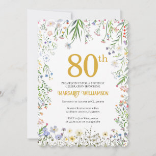 80th Birthday Party Garden Invitation