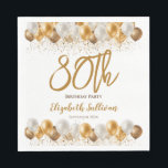 80th Birthday Party Gold Balloon Napkin<br><div class="desc">A gorgeous 80th birthday party or celebration napkin
A fabulous white and gold balloons design with lots of space for your details - perfect tableware for a celebration for an eightieth party.</div>