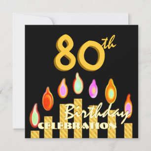 80th Birthday Party Gold Candles Template