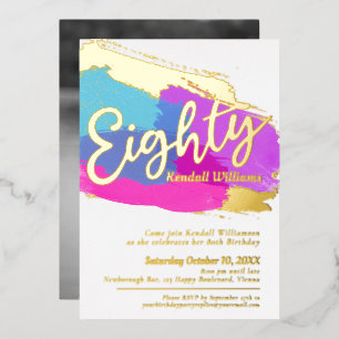 80th Birthday party gold photo bright abstract art