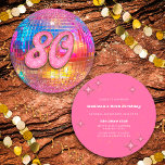 80th Birthday Party Gold Pink Glitter Disco Ball Invitation<br><div class="desc">Do you love the 80s dancing disco ball? The 70s disco ball? Look at our 80th Birthday Party Gold Pink Glitter Disco Ball Invitation! Celebrate in style with our vibrant birthday disco ball invitation featuring a colourful gold mirror disco ball and dazzling typography with a digital glitter and gold effect....</div>