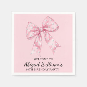 80TH Birthday Party Golf Theme Pink Bow Golf Ball Napkin
