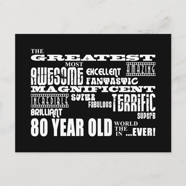 80th Birthday Party Greatest Eighty Year Old Invitation Postcard (Front)