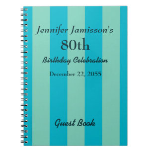 80th Birthday Party Guest Book Blue/Green notebook