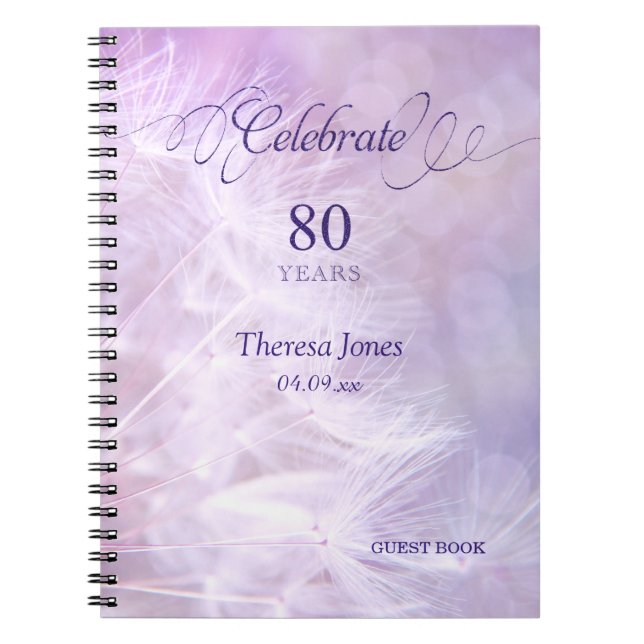 80th Birthday Party Guest Book Notebook (Front)