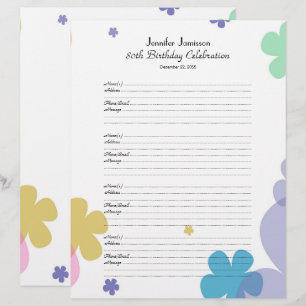 80th Birthday Party Guest Book Sign-In Page