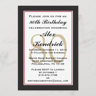 80th Birthday Party Invitation