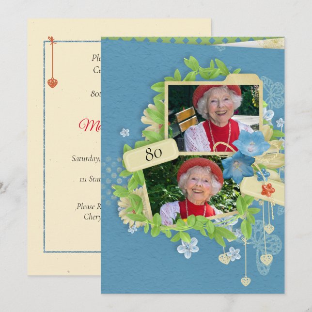 80th Birthday Party Invitation (Front/Back)