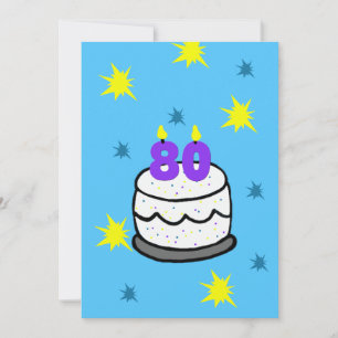 80th Birthday Party Invitation 80 Candle on Cake