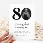 80th Birthday Party Invitation | 80th Birthday<br><div class="desc">Minimalist 80th Photo Birthday Invitation.
Ready to be personalised by you!</div>