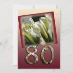 80th Birthday Party Invitation - Calla lilies<br><div class="desc">Elegant floral birthday party invitation. You can customise the rear with your text. I am happy to create this card with any combination of colours or words on the front. Just contact me via my store. © Marion Hedger</div>