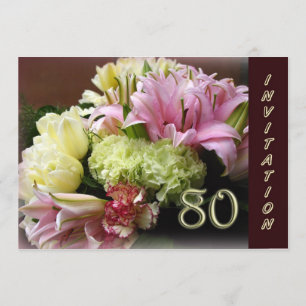 80th Birthday Party Invitation - Flower Bouquet