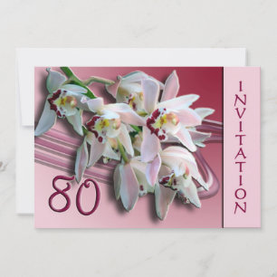 80th Birthday Party Invitation - Orchids