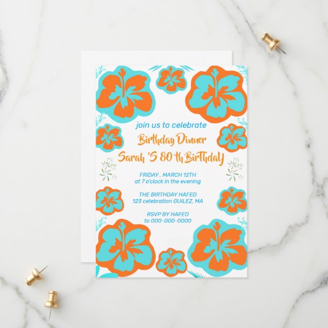 80th Birthday Party Invitation  Template for Mothe (Front/Back In Situ)