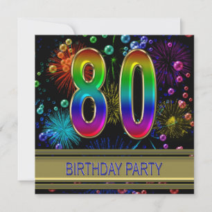 80th Birthday party Invitation with bubbles
