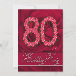 80th birthday party invitation with roses