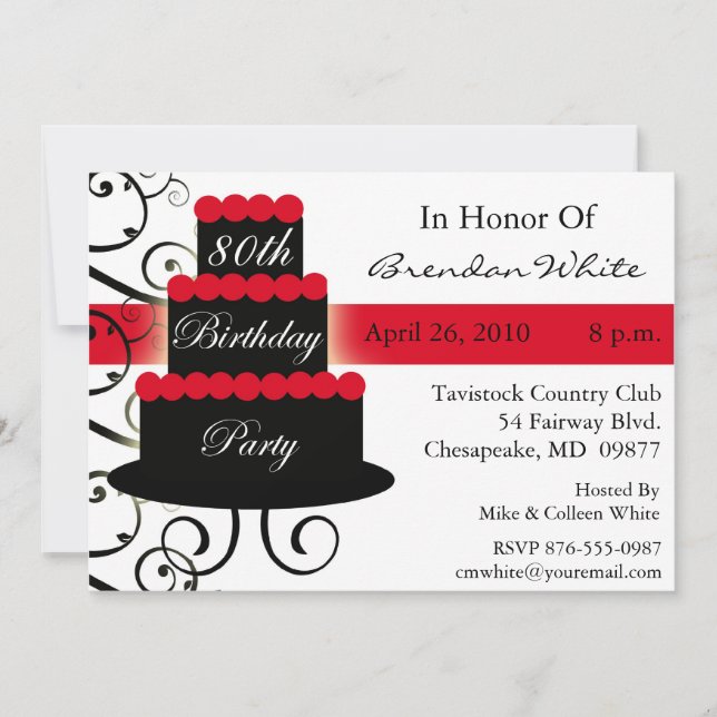 80th Birthday Party Invitations (Front)