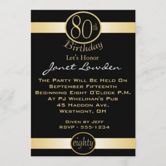80th Birthday Party Invitations
