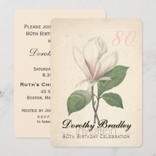 80th Birthday Party Magnolia Custom Invitation