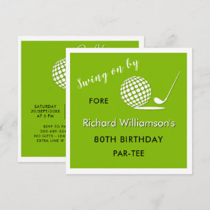 80th Birthday Party Men's Golf Theme Invitation
