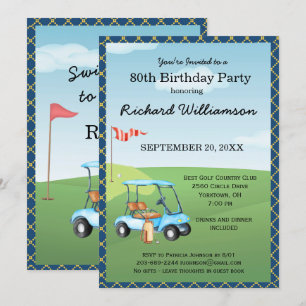 80th Birthday Party Men's Golf Theme Party   Invitation