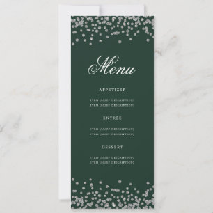 80th Birthday Party Menu Silver Confetti Green Invitation