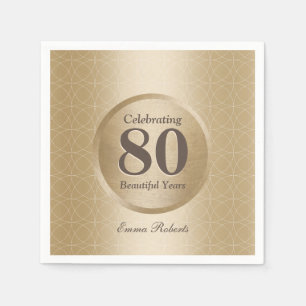 80th Birthday Party Monogram Gold Elegant Napkin