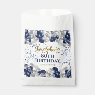 80th Birthday Party Navy Balloons Favour Bags