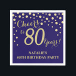 80th Birthday Party Navy Blue and Gold Diamond Napkin<br><div class="desc">80th Birthday Party Invitation with Navy Blue and Gold Glitter Diamond Background. Gold Confetti. Adult Birthday. Man or Woman Birthday. For further customisation,  please click the "Customise it" button and use our design tool to modify this template.</div>