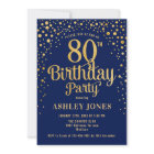 80th Birthday Party - Navy & Gold