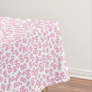80th Birthday Party Number Pattern Pink and White Tablecloth