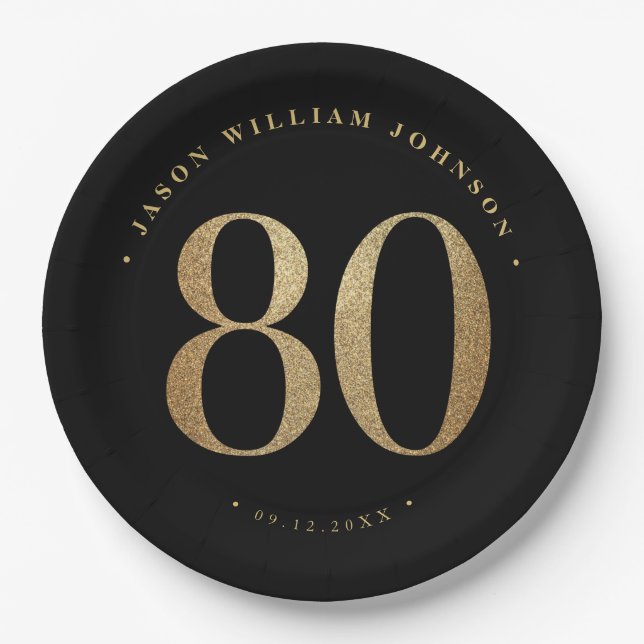 80th Birthday Party Paper Plates (Front)