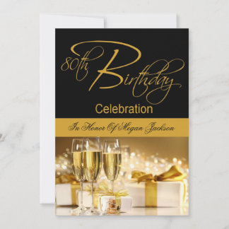 80th Birthday Party Personalised Invitation