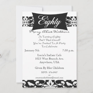 80th Birthday Party Personalised Invitation