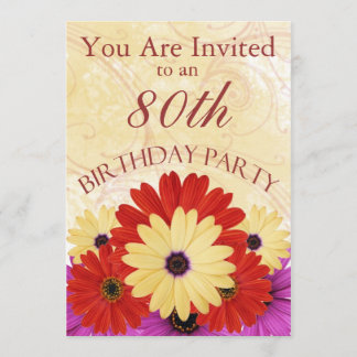 80th Birthday Party Personalised Invitation