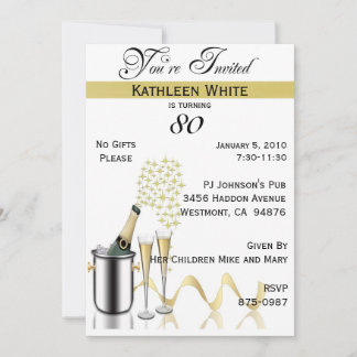 80th Birthday Party Personalised Invitation