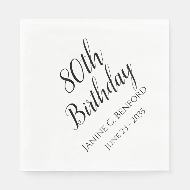 80th Birthday Party Personalised Napkins (Front)