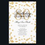 80th Birthday Party Program Gold Glitter w/ Menu<br><div class="desc">Elegant "Birthday Party Program" design with Glitter Confetti in Gold w/ custom text.</div>