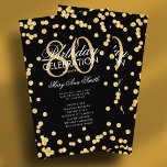 80th Birthday Party Program Gold Glitter w/ Menu<br><div class="desc">Elegant "Birthday Party Program" design with Glitter Confetti in Gold & Black w/ custom text.</div>