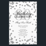 80th Birthday Party Program Silver Glitter Menu<br><div class="desc">Elegant "Birthday Party Program" design with Glitter Confetti in Silver w/ custom text.</div>