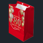 80th Birthday Party Red and Gold Balloons Medium Gift Bag<br><div class="desc">80th Birthday Party Red and Gold Balloons and Confetti Gift Bag. For further customisation,  please click the "Customise it" button and use our design tool to modify this template.</div>