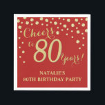80th Birthday Party Red and Gold Diamond Napkins<br><div class="desc">80th Birthday Party Invitation with Red and Gold Glitter Diamond Background. Gold Confetti. Adult Birthday. Man or Woman Birthday. For further customisation,  please click the "Customise it" button and use our design tool to modify this template.</div>