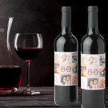 80th birthday party rose gold photo collage wine label<br><div class="desc">A bottle label for a 80th birthday party, celebrating her life with a collage of 8 of your photos. Personalize and add a name, age 80 and a date. Date of birth or the date of the party. White and dark rose gold colored letters. Elegant and trendy rose gold, blush...</div>