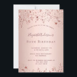 80th birthday party rose gold stars sprinkle invitation<br><div class="desc">A modern,  stylish and glamourous invitation for a woman's 80th birthday party.  A faux rose gold metallic looking background with an elegant faux rose gold twinkling stars. The name is written with a modern dark rose gold coloured hand lettered style script.  Templates for your party details.</div>