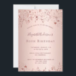 80th birthday party rose gold stars sprinkle invitation<br><div class="desc">A modern,  stylish and glamourous invitation for a woman's 80th birthday party.  A faux rose gold metallic looking background with an elegant faux rose gold twinkling stars. The name is written with a modern dark rose gold coloured hand lettered style script.  Templates for your party details.</div>
