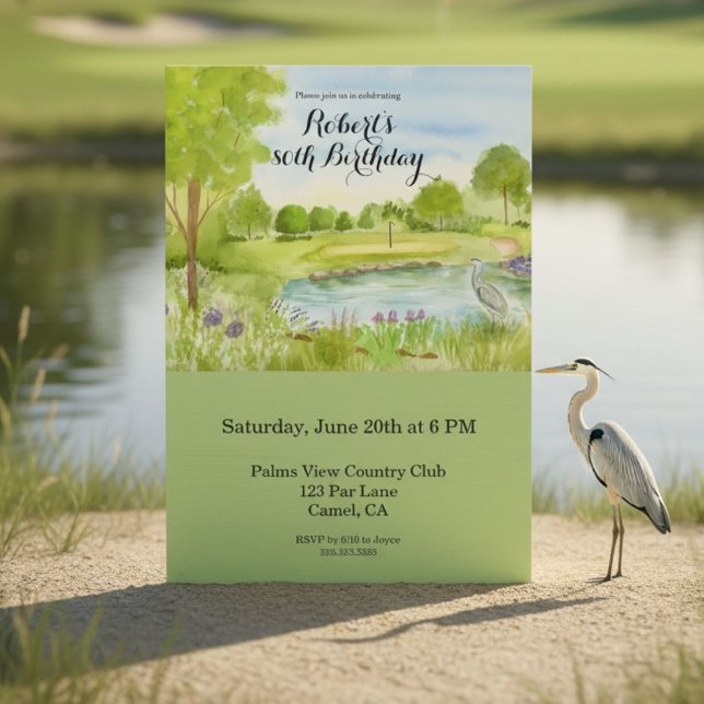 80th Birthday Party Tropical Golf Course Invitation (Creator Uploaded)