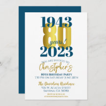 80th Birthday Party Typography Date