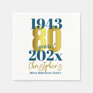 80th Birthday Party Typography Date Napkin